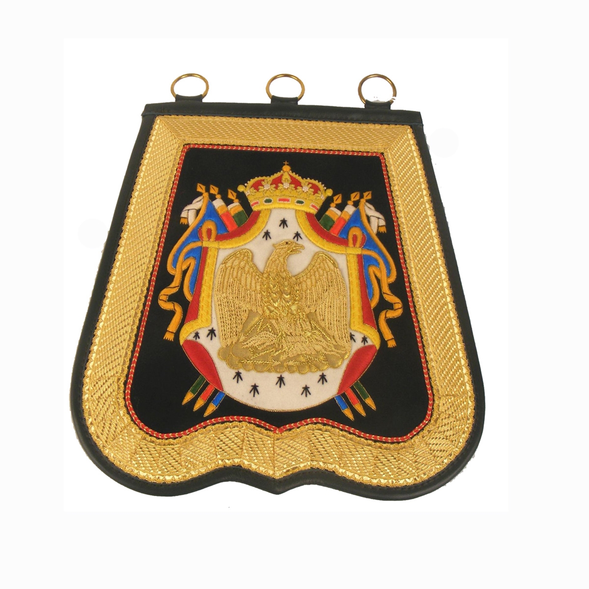 hand embroiery flag sabretache eagle gold and different color shape flag